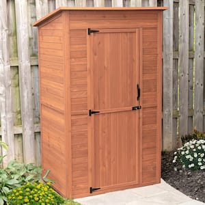 4 ft. W x 3 ft. D x 6.3 ft H Medium Brown Cypress Solid Wood Deep Storage Shed with Drop Table 11.6 sq. ft.