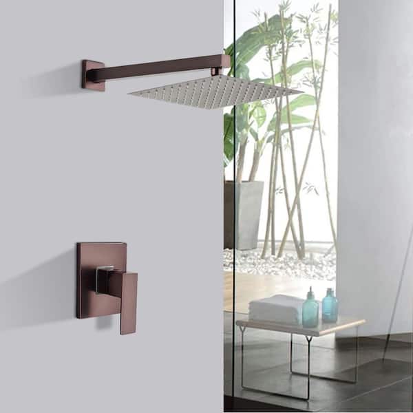 1-Spray Patterns with 1.5 GPM 10 in. Wall Mount Rain Fixed Shower Head in Oil Rubbed Bronze