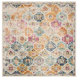 Madison Cream/Multi 10 ft. x 10 ft. Border Floral Medallion Geometric Square Area Rug