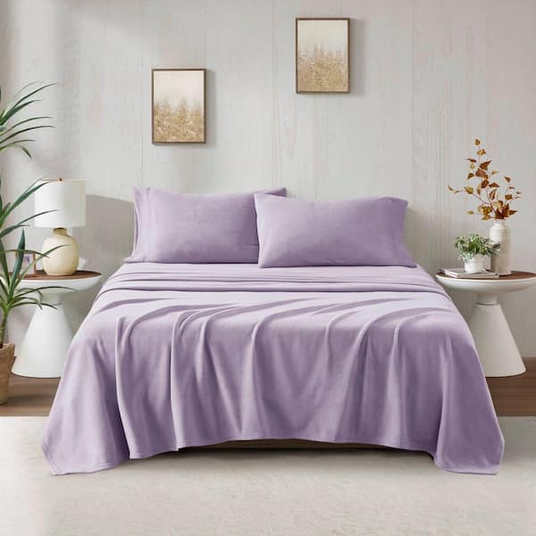 TRUE NORTH Micro Fleece 4-Piece Lavender Polyester Queen Sheet Set