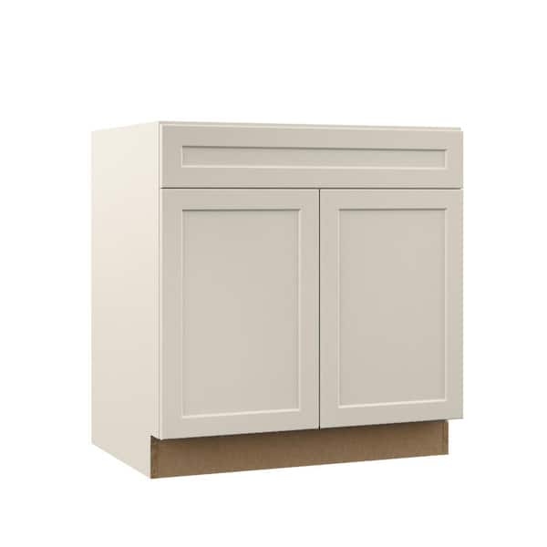 Hampton Bay Designer Series Melvern 33 in. W 24 in. D 34.5 in. H Assembled Shaker Base Kitchen Cabinet in Cloud