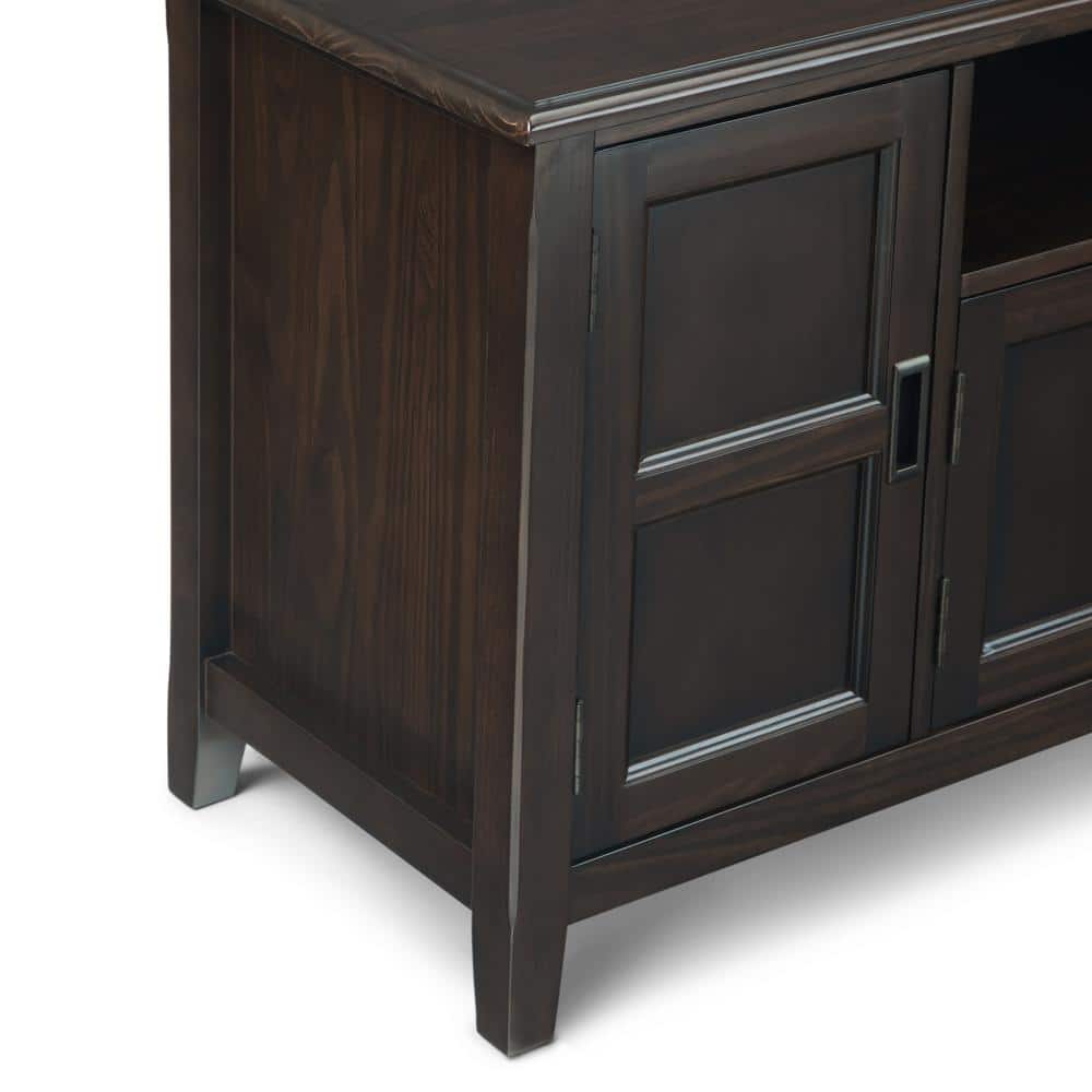 Burlington Solid Mahogany Brown 72" Transitional TV Media Stand