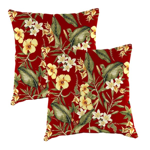 16 in. L x 16 in. W x 4 in. T Square Outdoor Throw Pillow in Capulet Brick (2-Pack)