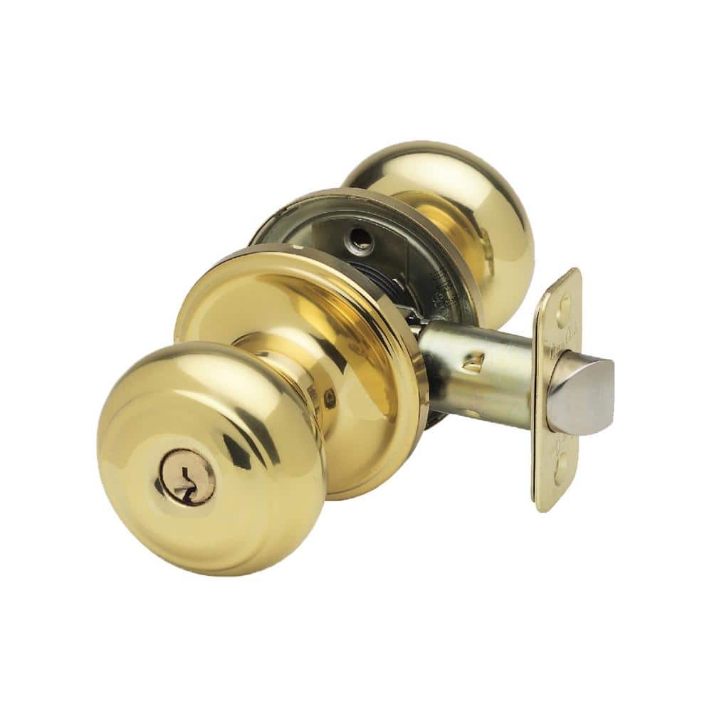 Polished Brass Colonial Keyed Entry Door Knob