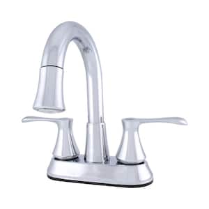 LED White Light Dual Handle High Swivel Spout Lavatory Faucet with Matching Push Pop-Up in Chrome