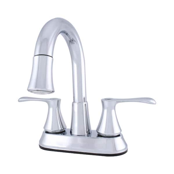 WASSERMAN FAUCETS LED White Light Dual Handle High Swivel Spout Lavatory Faucet with Matching Push Pop-Up in Chrome