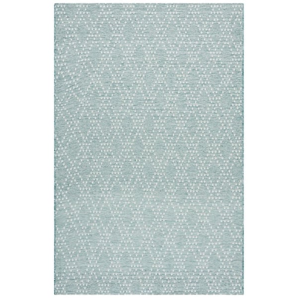 Sunset Aqua/Beige 4 ft. x 6 ft. Geometric Diamond Indoor/Outdoor Area Rug