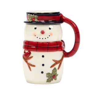 Joy of Christmas 20 oz. Assorted Colors Stoneware 3-D Snowman Mug (Set of 4)