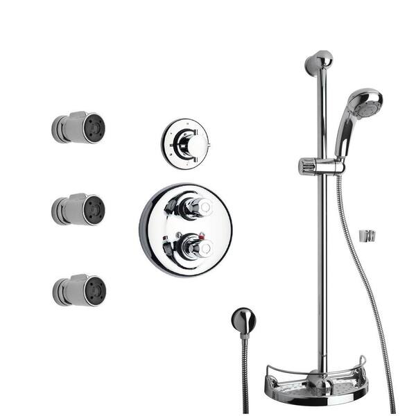 LaToscana Water Harmony 2-Spray Slide Bar Shower Kit with Handheld Shower and 3 Body Jets in Chrome (Valve Included)