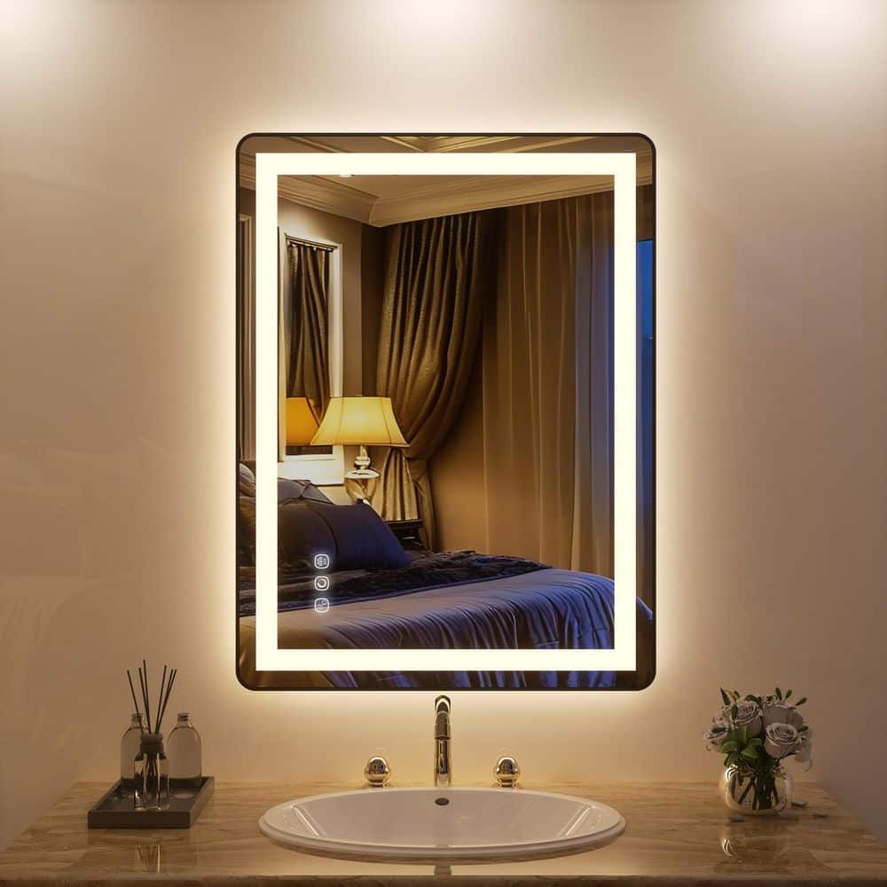 36 in. W x 28 in. H Rectangular Aluminum Micro-Arc Framed bathroom Vanity Wall Mounted LED lighted Mirror price history on PriceWatchPro