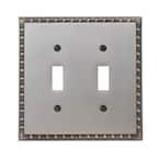 Antiquity 2 Gang Toggle Metal Wall Plate - Antique Nickel
