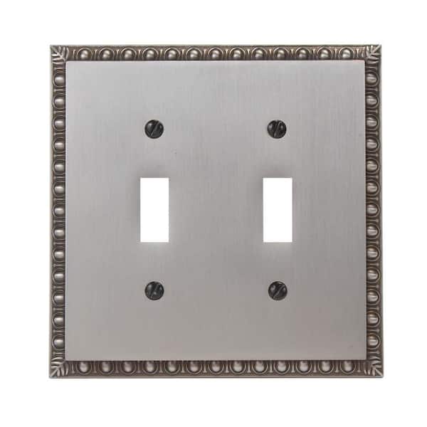 AMERELLE Antiquity 2 Gang Toggle Metal Wall Plate - Antique Nickel