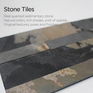 4-sheets Rustic Gray 24 in. x 6 in. Peel, Stick Self-Adhesive Decorative 3D Stone Tile Backsplash (3.87 sq.ft. / pack)