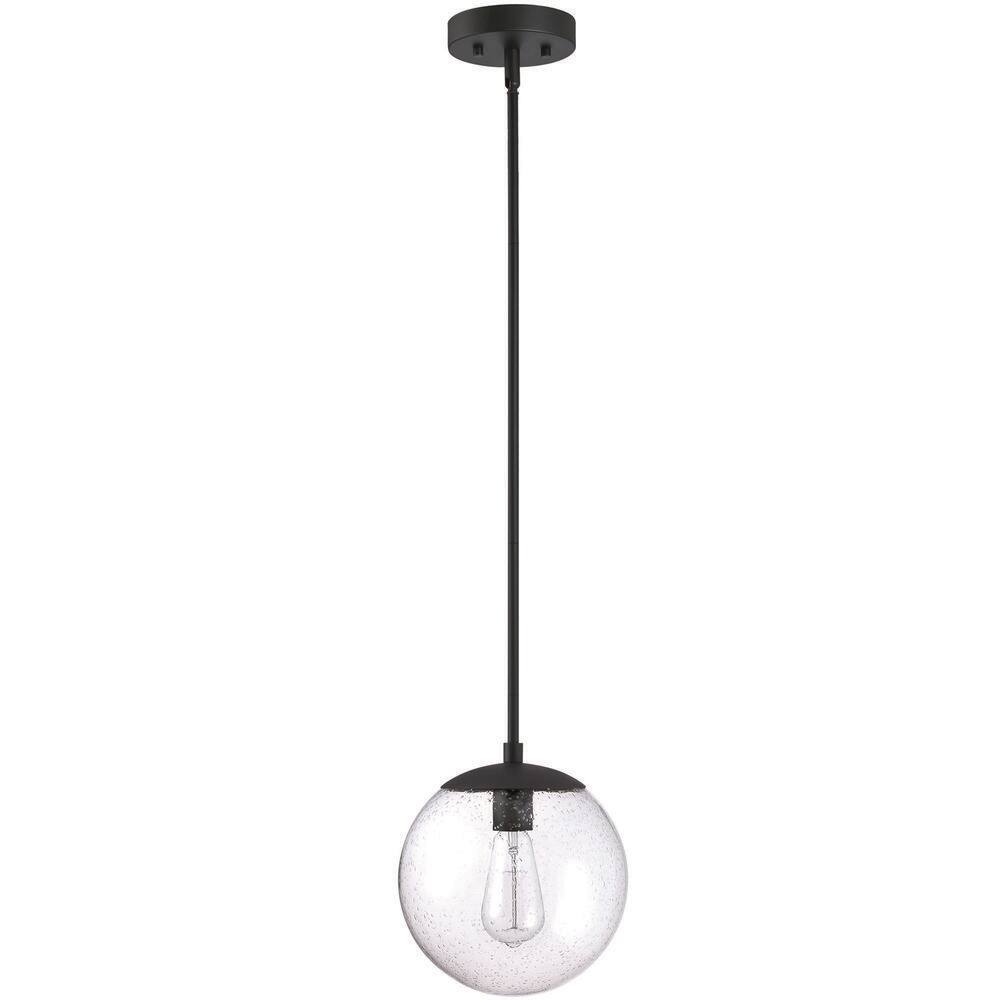 Pia Ricco 9 in. 1-Light Matte Black Mini Pendant Hanging Light, Kitchen ...