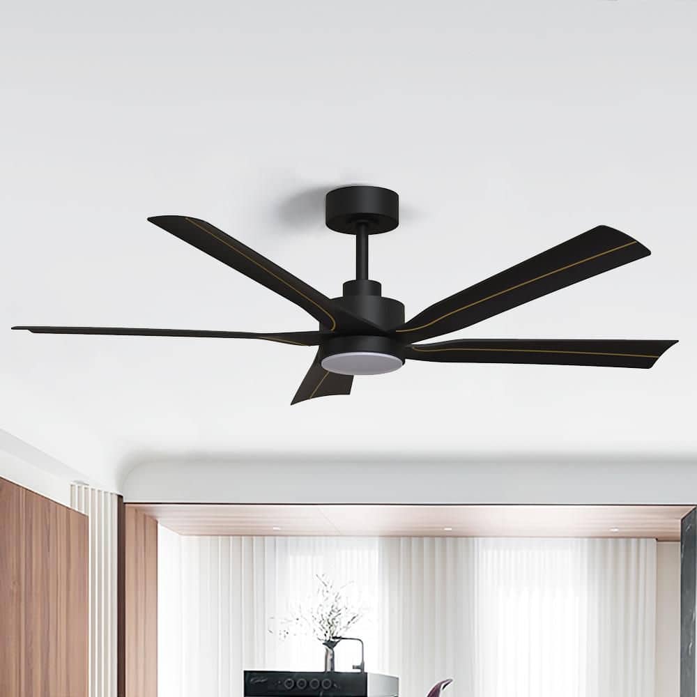 Tuscan 56 in. Matte Black Downrod Standard Ceiling Fan with 5-Blades, Dimmable LED Light, DC Motor and Remote price history on PriceWatchPro