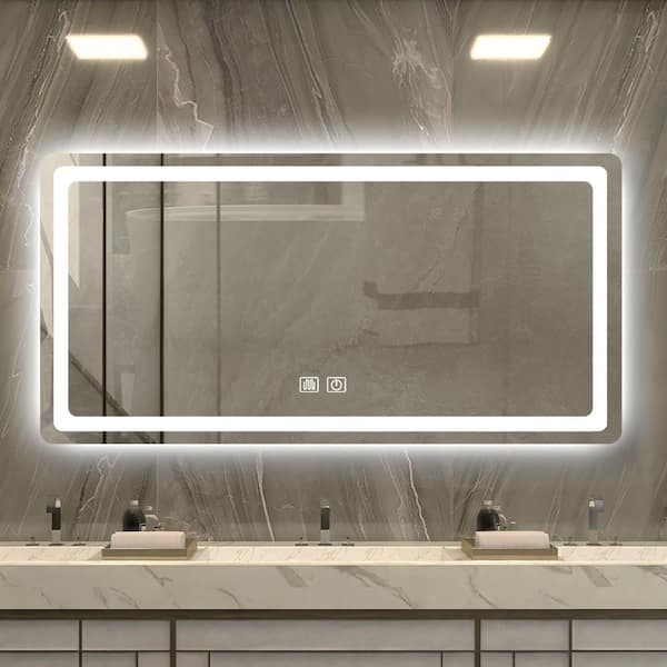 48 in. W x 24 in. H Rectangular Frameless Anti-Fog Dimmable LED Light Vertical/Horizontal Wall Bathroom Vanity Mirror