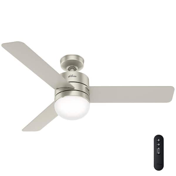 Hunter Neutron 54 in. Indoor Matte Nickel Smart Ceiling Fan with Light Kit and Remote