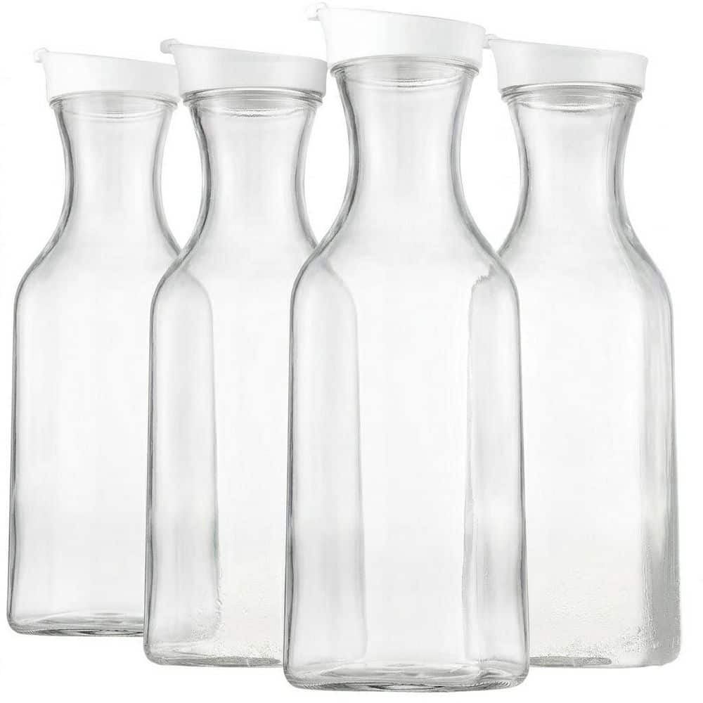 50 Oz Clear White Plastic Water Carafe Set 4 Pack Food Grade Flip Lid Juice Pitcher Kitchen Container price history on PriceWatchPro
