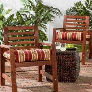 Roma Stripe Square Tufted Outdoor Seat Cushion (2-Pack)