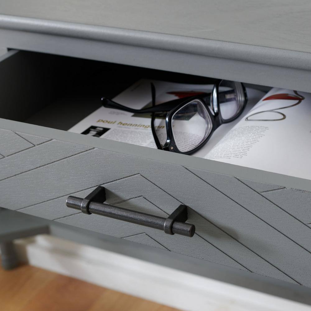 Distressed Grey Wood Writing Desk with Drawers