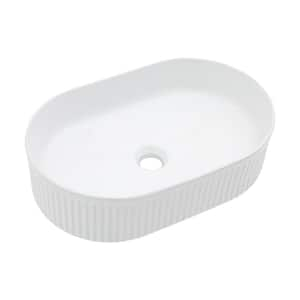 19 in . Vessel Oval Bathroom Sink in White Ceramic