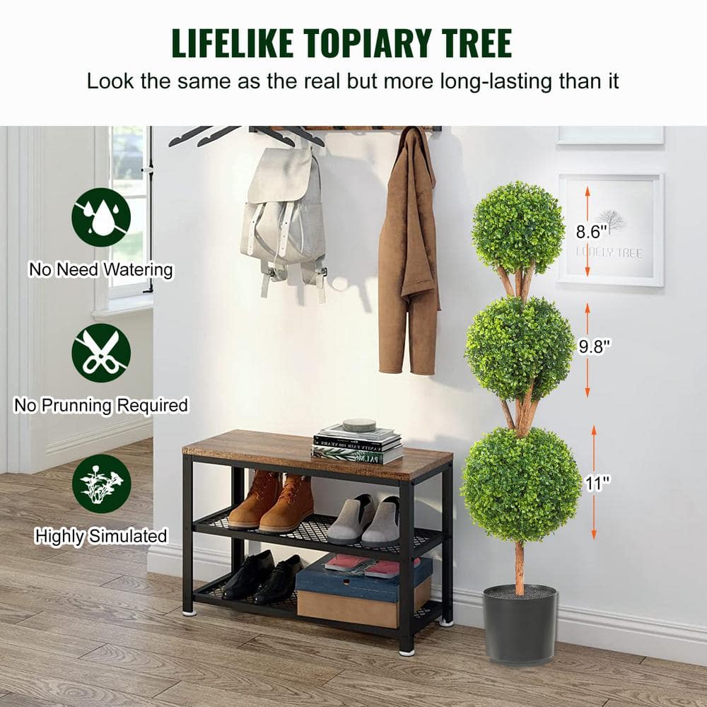 48" Green Plastic Boxwood Topiary with LED Lights