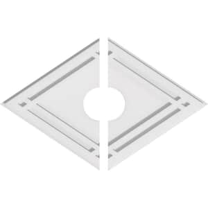 24 in. W x 16 in. H x 4 in. ID x 1 in. P Diamond Architectural Grade PVC Contemporary Ceiling Medallion (2-Piece)