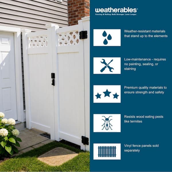 Weatherables Ashton 3.7 ft. W x 6 ft. H White Vinyl Privacy Fence