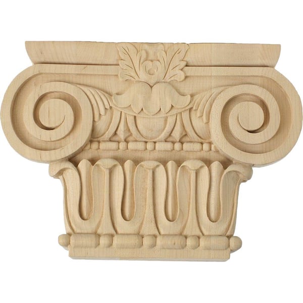 Ekena Millwork 2-5/8 in. x 12-7/8 in. x 9-1/8 in. Unfinished Wood Lindenwood Large Bradford Roman Ionic Corbel