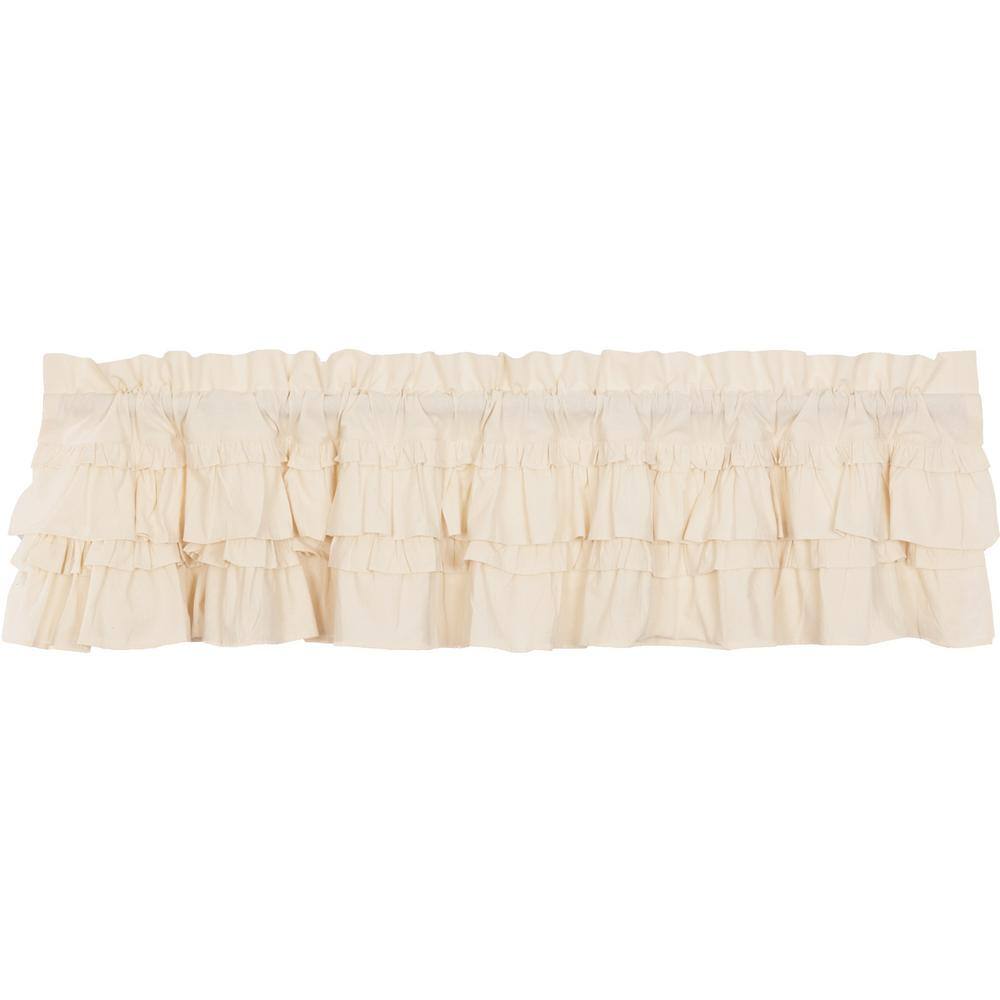 Muslin Ruffled 72 in. W x 16 in. L Cotton Ruffled Edge Rod Pocket Farmhouse Kitchen Curtain Valance in Natural White price history on PriceWatchPro