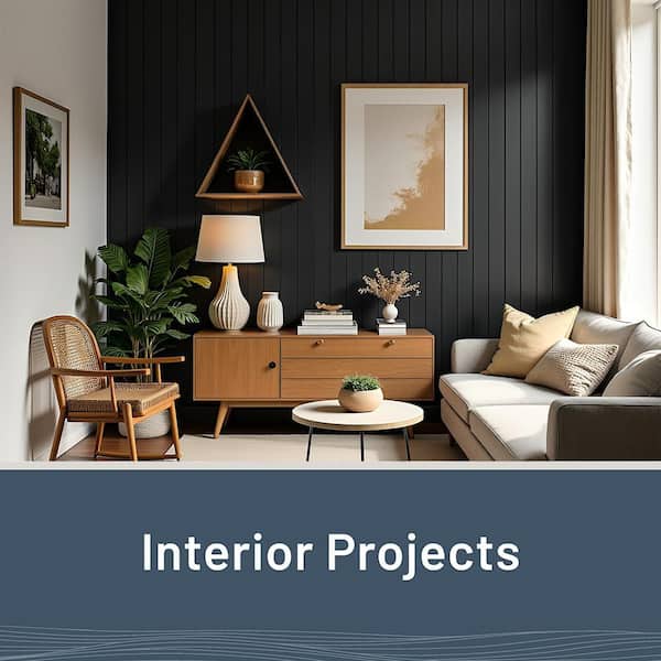 1 in. x 6 in. x 8 ft. Timeless Midnight Black Smooth Painted V-Groove Accent Wood Pine Board (6-Pack)