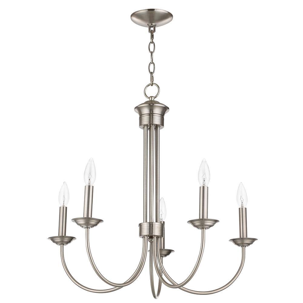 Estate Elegance 5-Light Brushed Nickel Chandelier with Candelabra Bulbs
