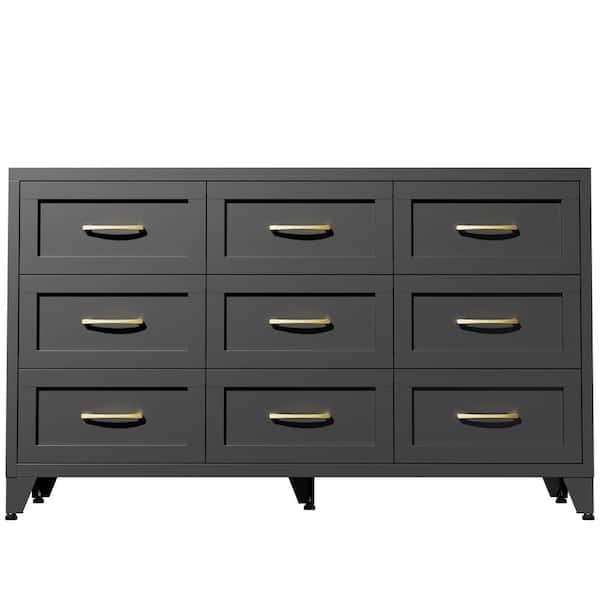 black low dresser Damodpoy 9-Drawer Metal Dresser, Low-Profile Chest with Quiet-Glide Rails, Storage for Bedroom Hallway rolled steel filter:Price:$40-$64.99 Black A Line Floral Size:Large