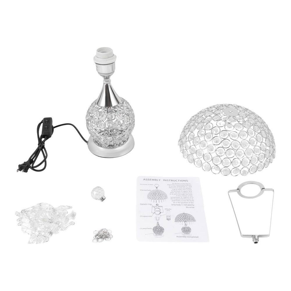 18" Silver Crystal Geometric Table Lamp with Clear Shade