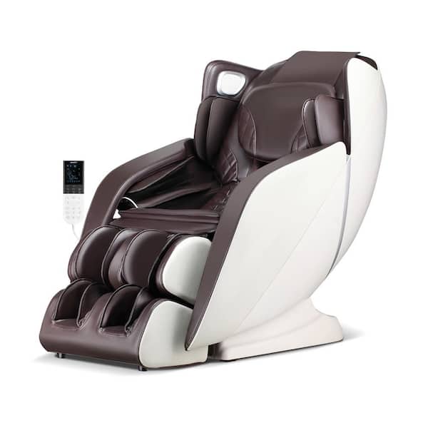 Brown Full Body Massage Chair with Voice Control Heat Foot Roller Free Indoor Delivery