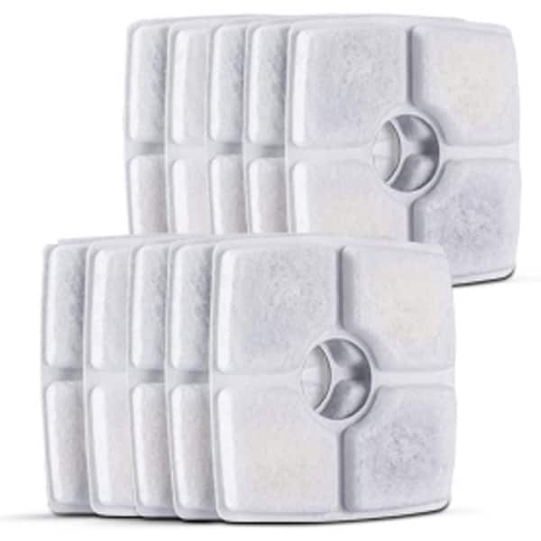 Cat Water Fountain Replacement Filters 10 Pack Triple Filtration System for 84oz 2. 5L Square Pet Fountain