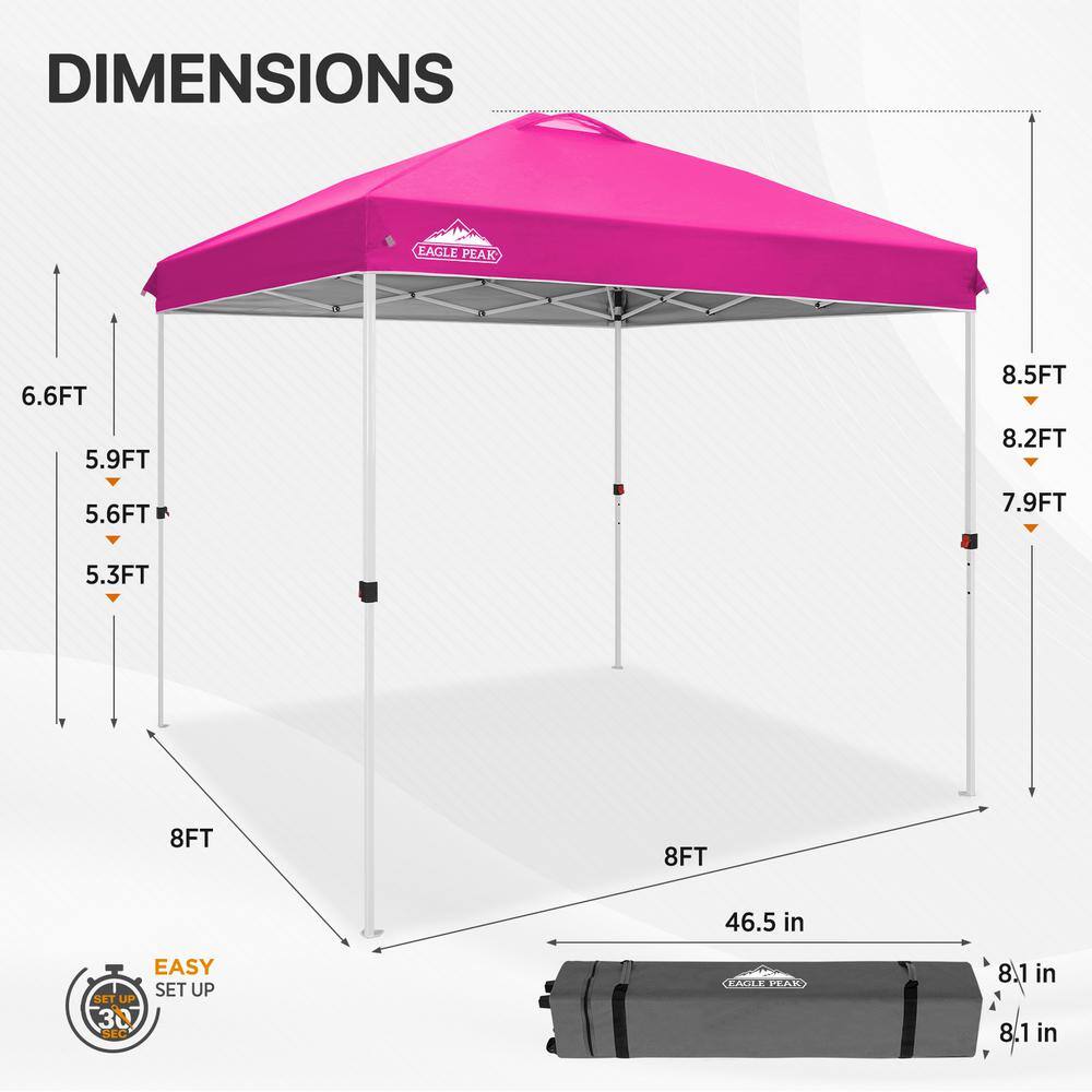 8x8 Pink and White Steel Pop-Up Canopy Tent