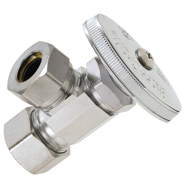 1/2 in. Compression Inlet x 7/16 in. and 1/2 in. Slip-Joint Outlet Multi-Turn Angle Valve