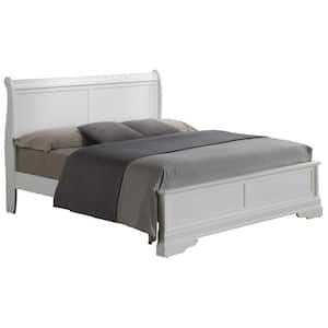 Louis Philippe White King Wood Panel Bed