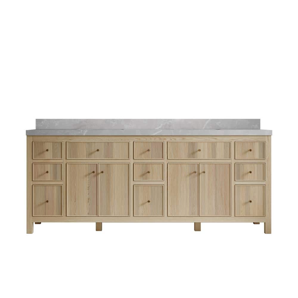 Sonoma Oak 84 in. W x 22 in. D x 36 in. H Double Sink Bath Vanity in White Oak with 2 in. Pearl Gray Quartz Top price history on PriceWatchPro