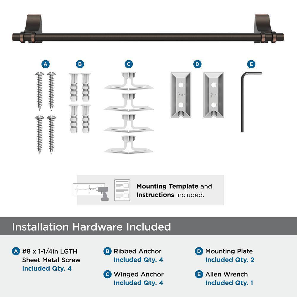 Oil-Rubbed Bronze 18-Inch Wall Mounted Towel Bar