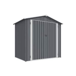 Professional Install Agix 6 ft. x 4 ft. Gray Metal Mountable Shed with Double Doors and Air Vent Covered 24 sq. ft.