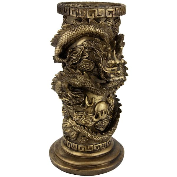 Rotate Chinese Wood Display Stand Pedestal Carving Round Base Statue Home Decor 