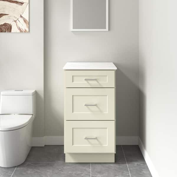 HOMLUX Rockport 18 in. W x 21 in. D x 34.5 in. H Ready to Assemble Bath Vanity Cabinet without Top in Antique White