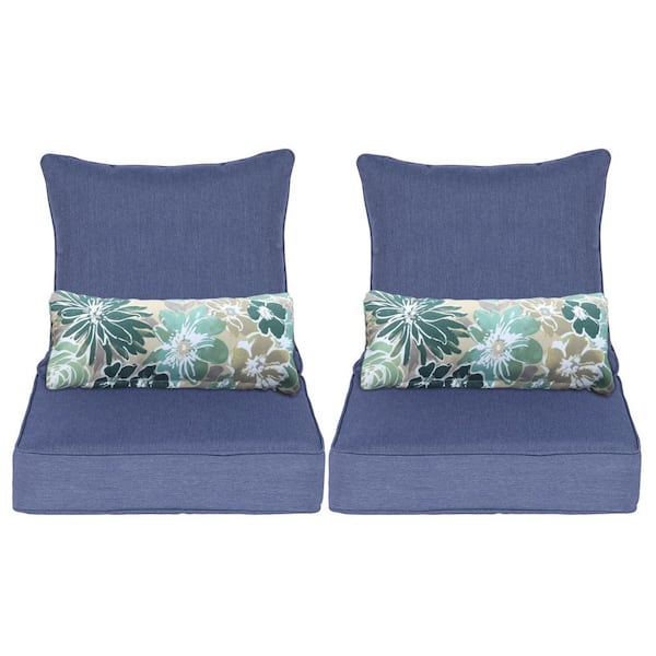 23 in. W x 25.6 in. D Outdoor Lounge Chair Seat/Back Cushion with Piping (Set of 2)