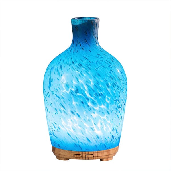 RiteSune Blue in Glass Essential Oil Diffuser with Blue Pattern