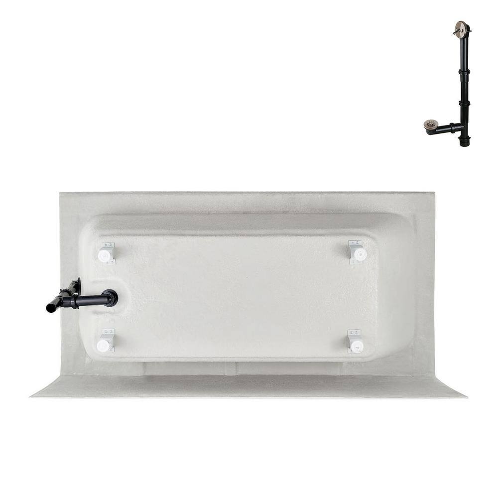 Glossy White Acrylic Right-Hand Drain Alcove Bathtub with Brushed Nickel Drain