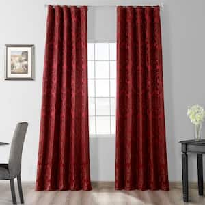 Astoria Red/Bronze Jacquard Faux Silk Rod Pocket Room Darkening Curtain - 50 in. W x 120 in. L (1 Panel)