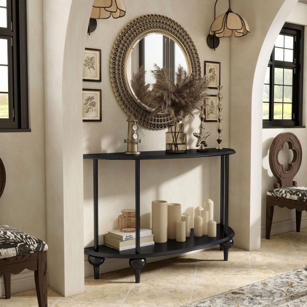 Furniture of America Soela 47.3 in. Black Half Moon