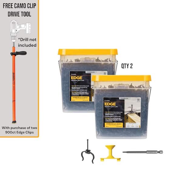CAMO Edge Clip and Clip Drive Decking Tool Stainless Steel Hidden Deck Fastener Clip Bundle (1800-Count/1000 sq. ft.)
